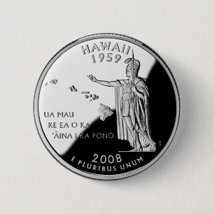 Hawaii State Quarter 6 Cm Round Badge