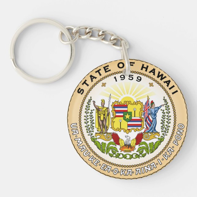 Hawaii state seal america republic symbol flag key ring (Front)