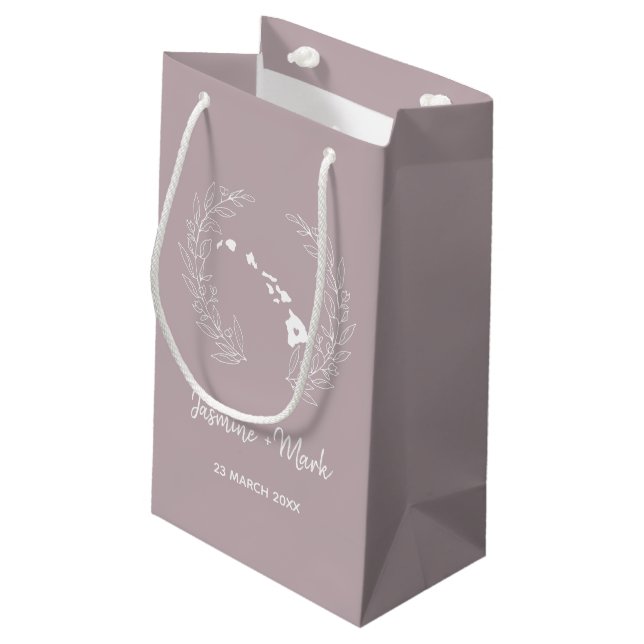 Hawaii State Silhouette Wedding Anniversary    Small Gift Bag (Back Angled)