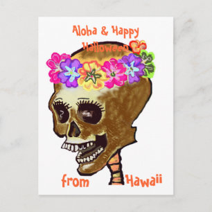 Hawaii Style Halloween Skull Postcard