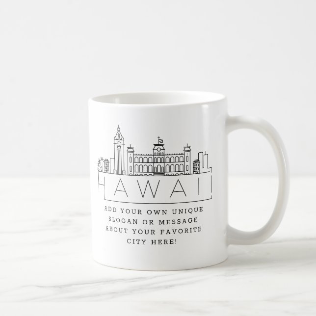 Hawaii Stylised Skyline | Custom Slogan Coffee Mug (Right)