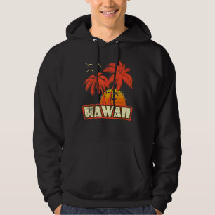 Hawaii Summer Palm Trees 80s Beach Sunset Hoodie