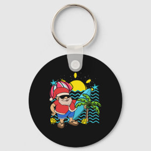 Hawaii Summer Surfer Santa Claus Tropical Christma Key Ring