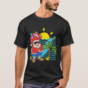 Hawaii Summer Surfer Santa Claus Tropical Christma T-Shirt