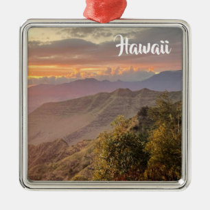 Hawaii Sunrise in the Mountains Metal Ornament