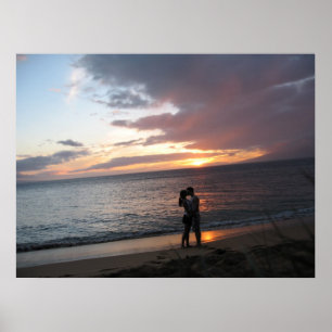 Hawaii Sunset and Two Honeymooners Poster