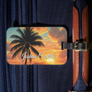 Hawaii Sunset Calligraphy Simple Professional Name Luggage Tag