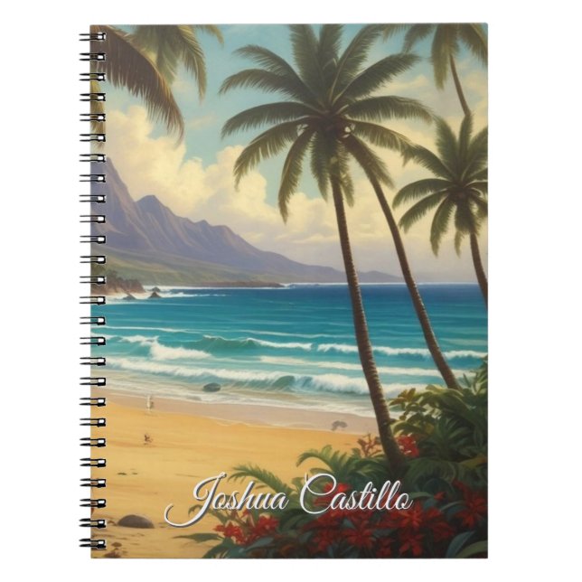 Hawaii Sunset Calligraphy Simple Professional Name Notebook (Front)
