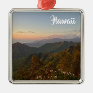 Hawaii Sunset in the Mountains Metal Ornament