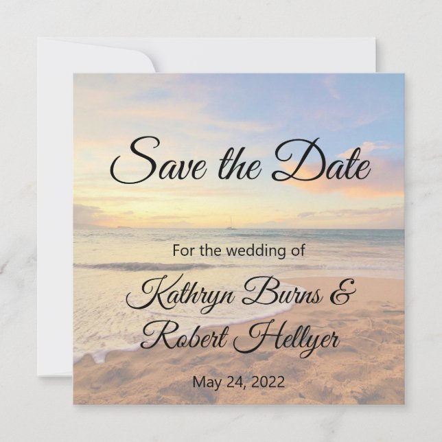 Hawaii Sunset on the Beach Save the Date (Front)