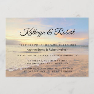 Hawaii Sunset on the Beach Wedding Invitation