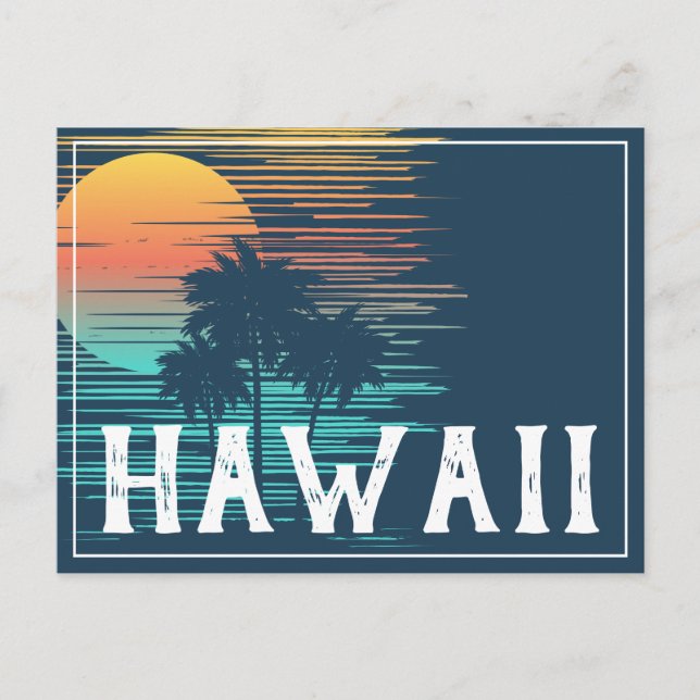 Hawaii Sunset Sunrise Graphic Topical Rainforest Postcard (Front)