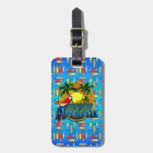 Hawaii Sunset Surfboards Luggage Tag