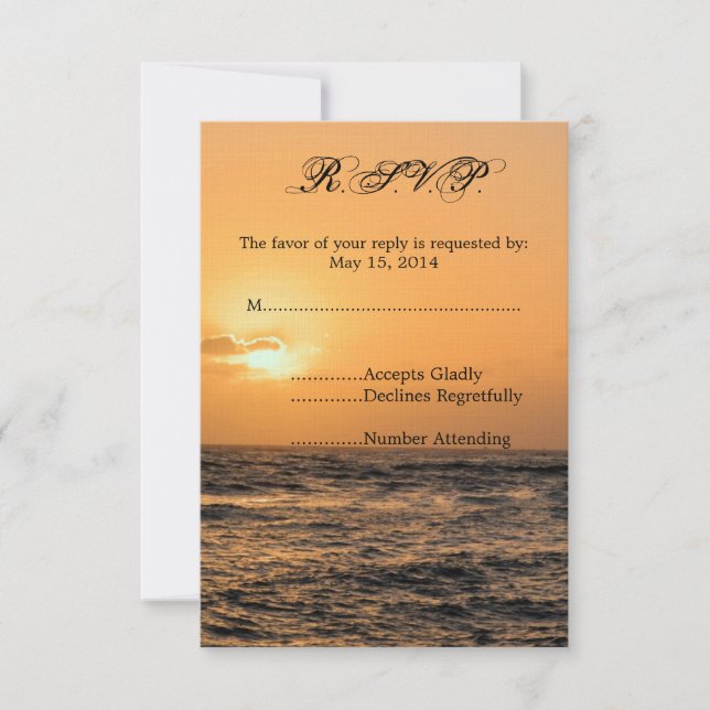 Hawaii Sunset Wedding RSVP Card (Front)