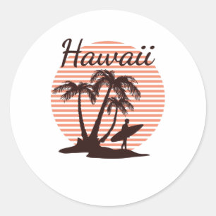 Hawaii Surf Classic Round Sticker