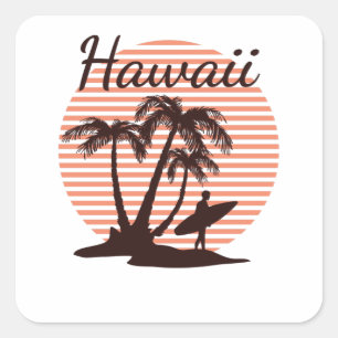 Hawaii Surf Square Sticker