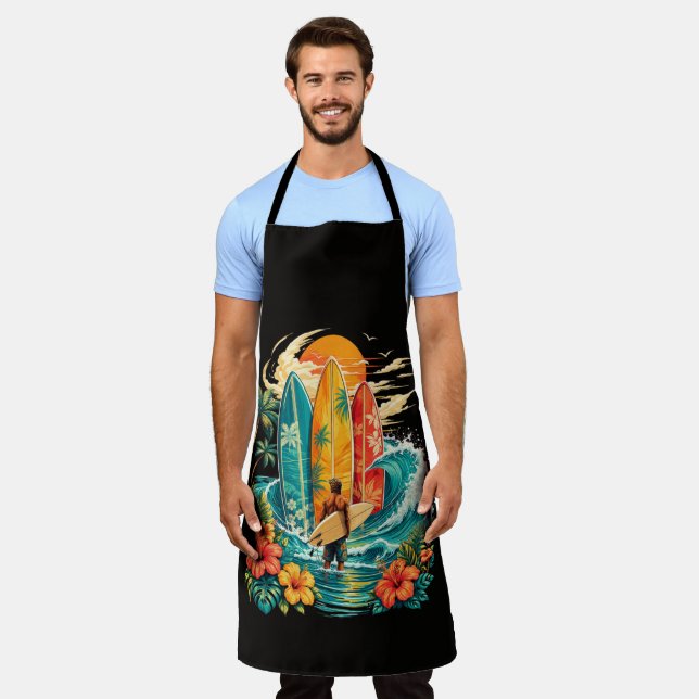 Hawaii Surfboard Wave Beach Surfer Vintage Apron (Worn)