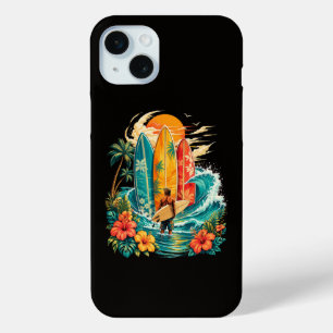 Hawaii Surfboard Wave Beach Surfer Vintage iPhone 15 Mini Case