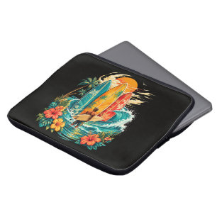Hawaii Surfboard Wave Beach Surfer Vintage Laptop Sleeve