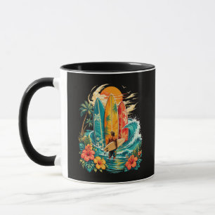 Hawaii Surfboard Wave Beach Surfer Vintage Mug