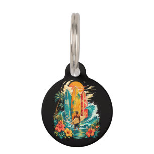 Hawaii Surfboard Wave Beach Surfer Vintage Pet Tag