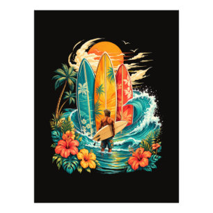 Hawaii Surfboard Wave Beach Surfer Vintage Photo Print