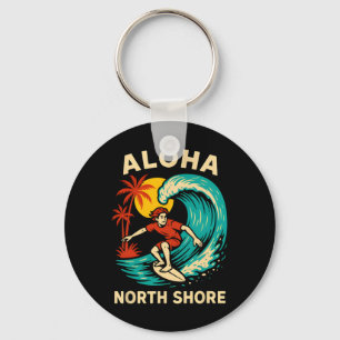 Hawaii Surfer Aloha North Shore Vintage Mens Surfs Key Ring