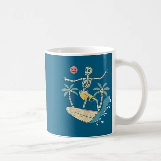 Hawaii Surfer Skeleton Halloween Beach Y Soky Surf Coffee Mug (Right)