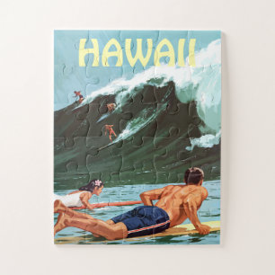Hawaii, Surfers Waiting for a Big Wave, Jigsaw Puzzle
