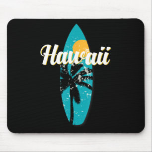 Hawaii Surfing Aloha Vintage Retro Surfboard Beach Mouse Pad