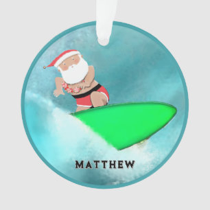 Hawaii Surfing Holiday Gift Ornament