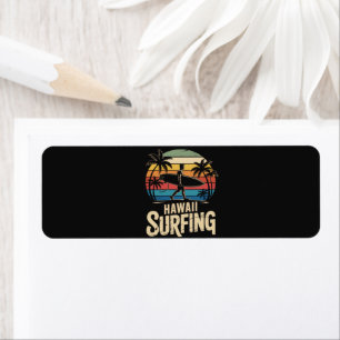 Hawaii Surfing Retro - Vintage Sunset Beach Surfer Return Address Label
