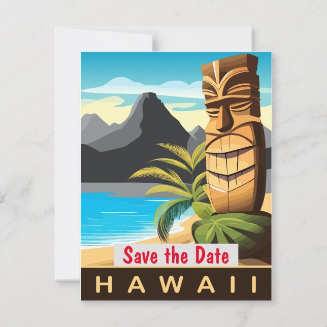 Hawaii Tiki Beach Tropical wedding Invitation (Front)