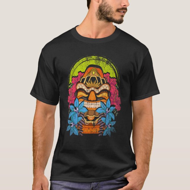 Hawaii Totem Hawaiian Tiki Mask Polynesian Statue  T-Shirt (Front)