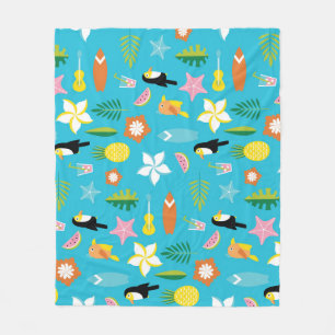 Hawaii Toucan Surf Vintage Fleece Blanket