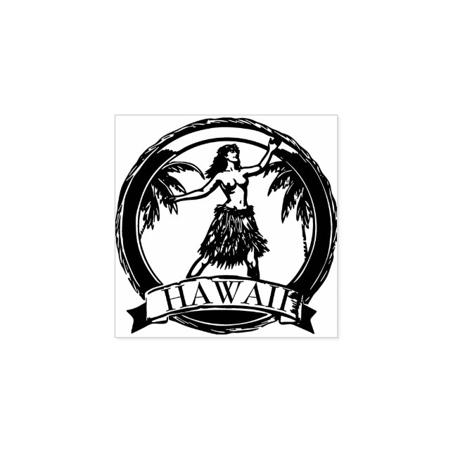 Hawaii Travel Hula Dancer Rubber Stamp (Imprint)