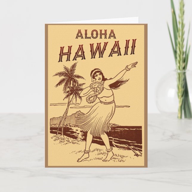 Hawaii Travel Hula Girl  Card (Front)