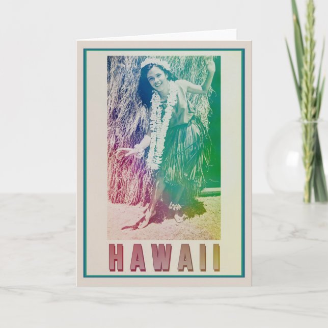 Hawaii Travel Hula Girl Greeting Card (Front)