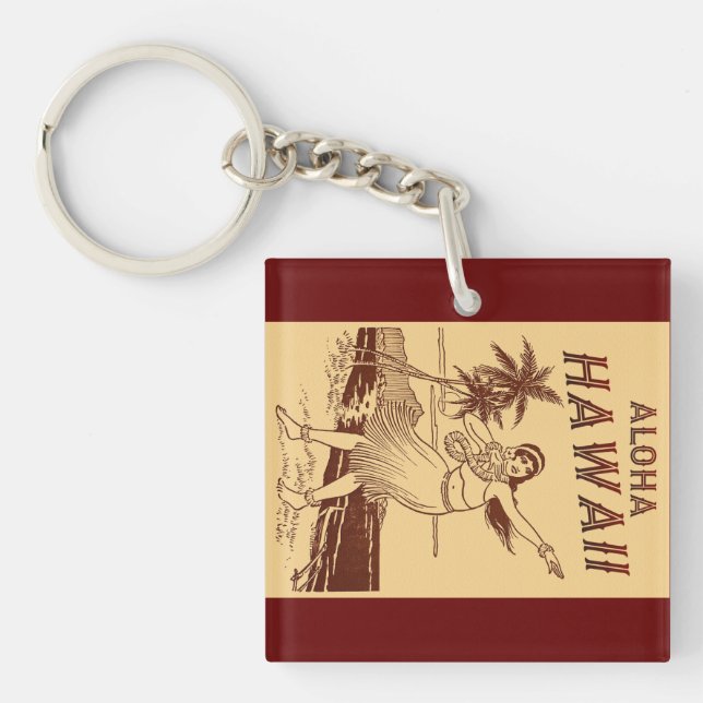 Hawaii Travel Hula Girl   Key Ring (Front)