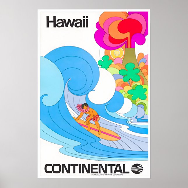 Hawaii Travel Poster Continental Art Print (Front)