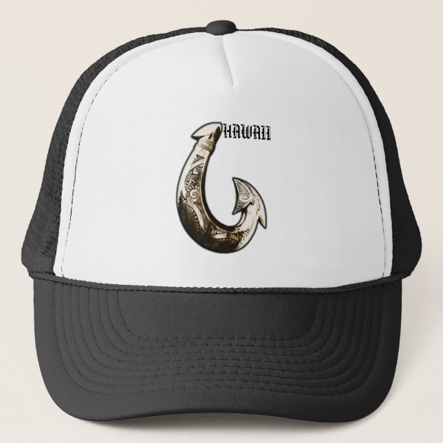 Hawaii Tribal Hook Trucker Hat (Front)