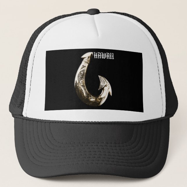 Hawaii Tribal Hook Trucker Hat (Front)