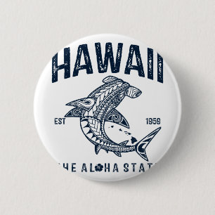 Hawaii Tril Shark Aloha Polynesian Hawaiian Beach 6 Cm Round Badge