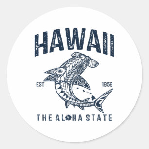 Hawaii Tril Shark Aloha Polynesian Hawaiian Beach  Classic Round Sticker