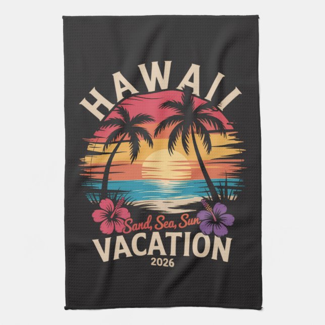 Hawaii Trip 2026 Summer Vacation Beach Tea Towel (Vertical)