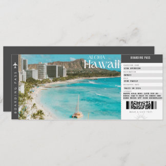 Hawaii Trip Boarding Pass Travel Vacation Ticket Invitation
