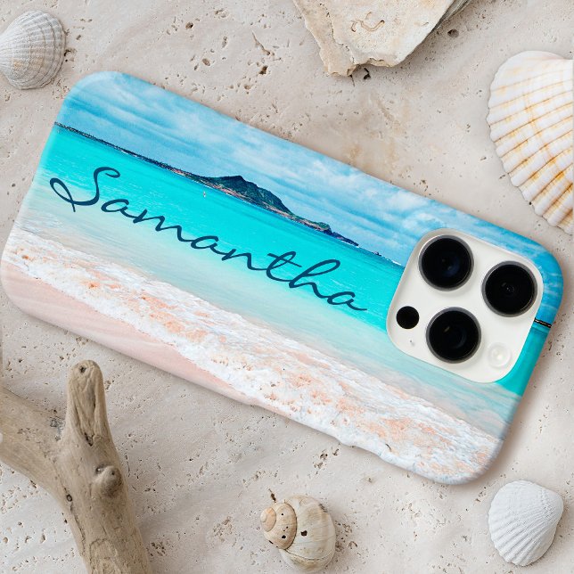 Hawaii tropical beach photo monogram name simple Case-Mate iPhone case (Creator Uploaded)