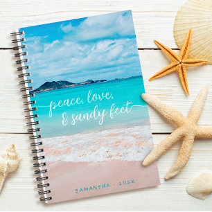 Hawaii Tropical Beach Photo, Peace Love Sandy Feet Planner