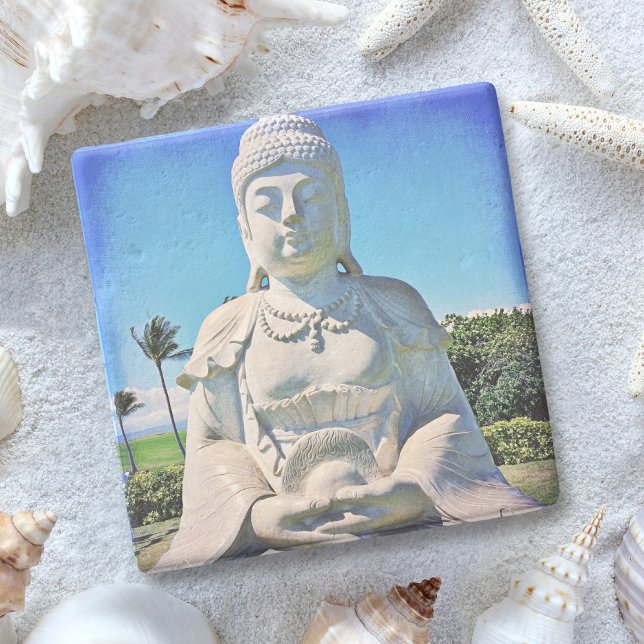 Hawaii Tropical Buddha Photo Bold Peaceful Antique Stone Coaster (Creator Uploaded)