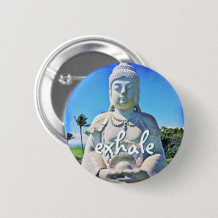 Hawaii Tropical Buddha Photo Exhale Quote Script 6 Cm Round Badge